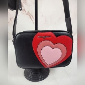 Karl Lagerfeld Paris Maybelle Heart Crossbody Bag in Black Vegan Leather